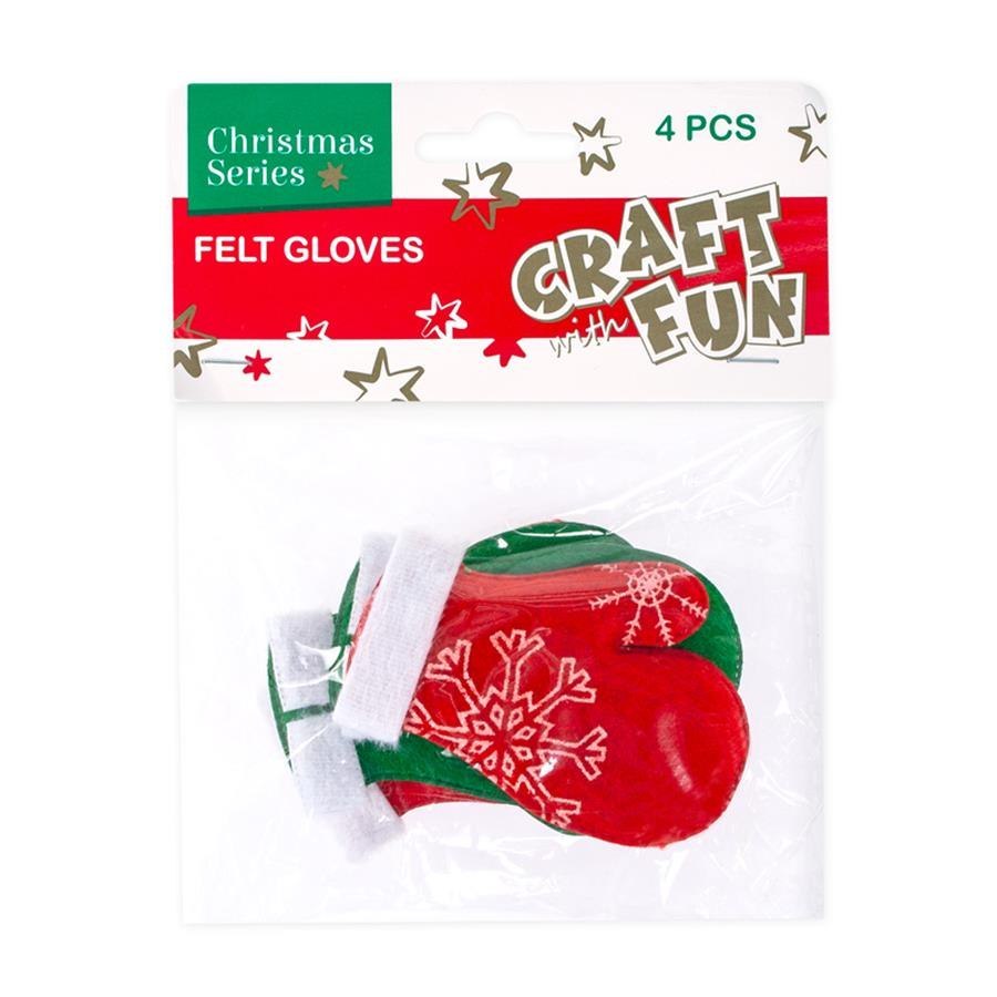 DECORATION BN FELT GLOVES 4PCS CF PBH 40/400 W